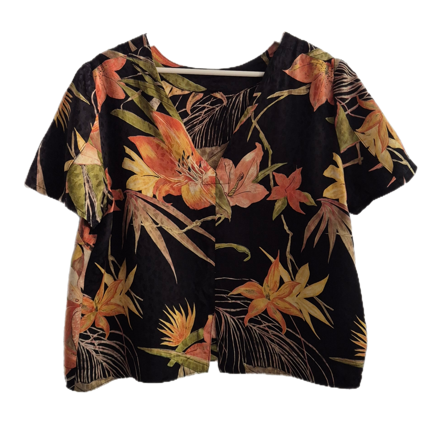 vintage bluza, uzorak ljiljana, svila