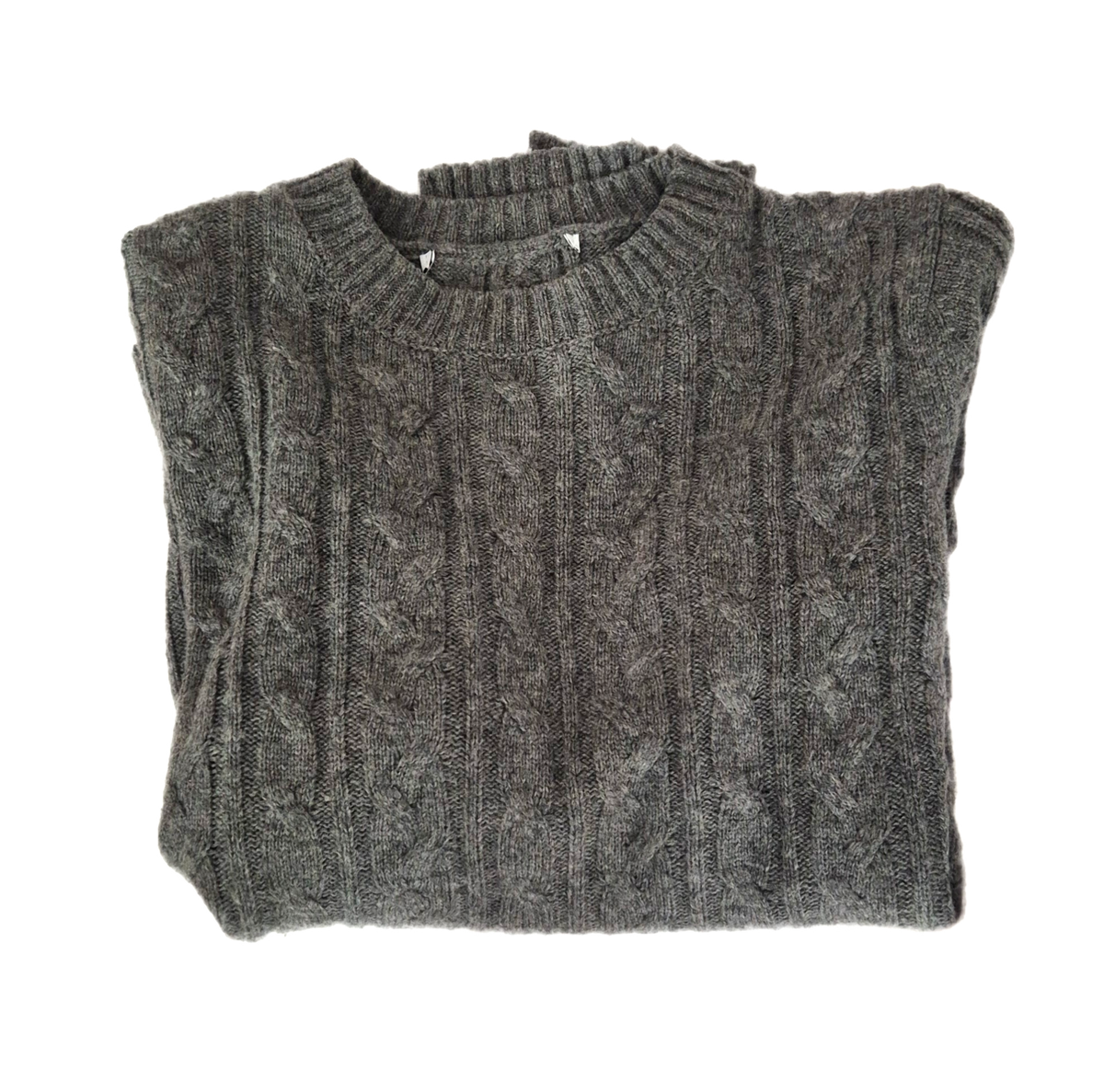 sivi cable knit pulover, mješavina vune
